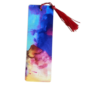 Blue colourful watercolour design bookmark